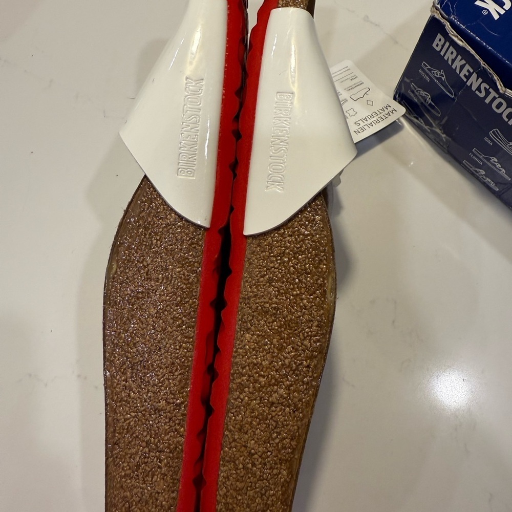 Birkenstock Madrid White Sandals with Red Soles and Silver Buckle NWT SZ 11 - Picture 4 of 10